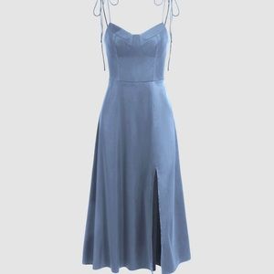 Satin corset slit dress